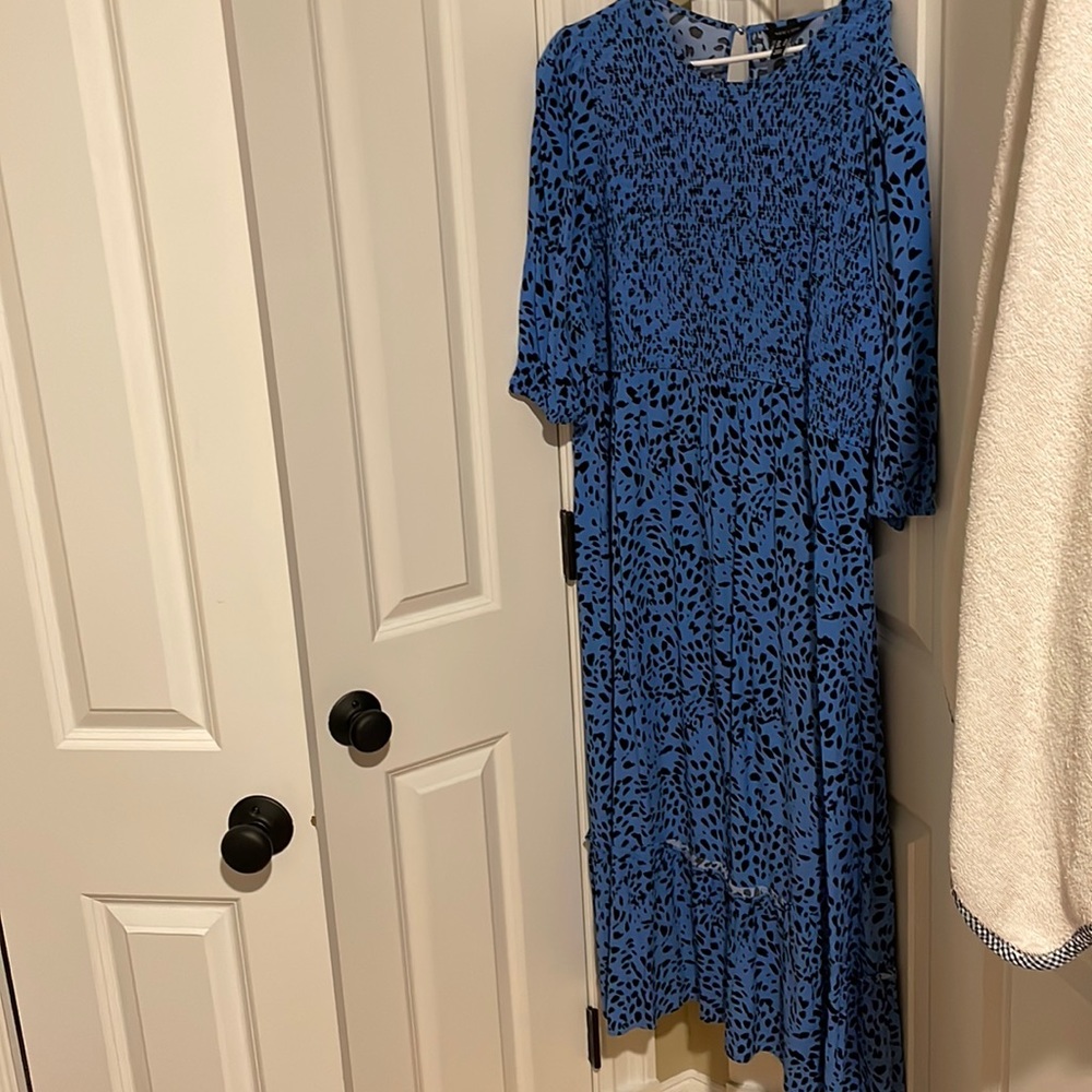Blue and black midi dress